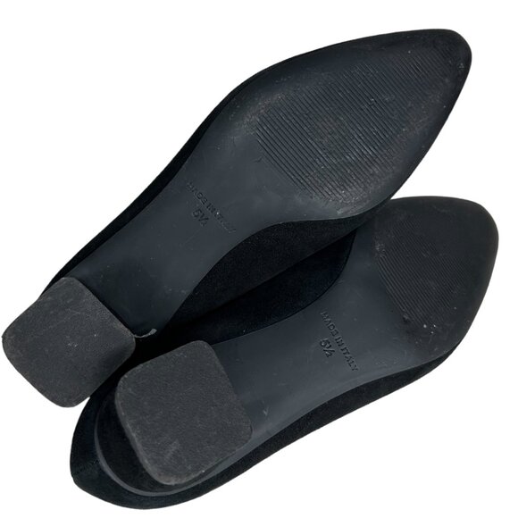 Everlane The V Heel in Black Suede Leather Square Heel Italian Pumps Size 5 ½ - Picture 10 of 12